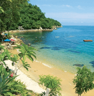 Picture of a Puerto Vallarta beach featured on the Tours page of the Vallarta Medical Center Inn, Puerto Vallarta, Mexico.  The Tours page features tours and sightseeing in Puerto Vallarta, Mexico